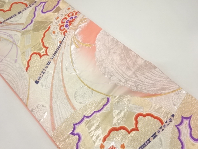 JAPANESE KIMONO / FUKURO OBI / SILK / WOVEN NOSHI & FLOWERS